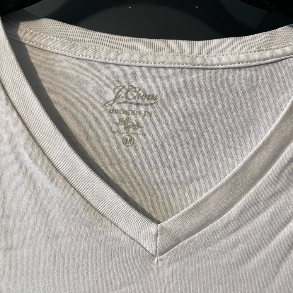 J. Crew Men's Broken In White Cotton V Neck Short Sleeve T Shirt